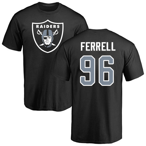 Men Oakland Raiders Black Clelin Ferrell Name and Number Logo NFL Football 96 T Shirt
